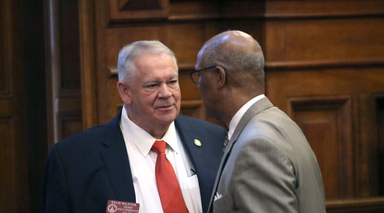 House Speaker David Ralston speaks with Rep. Calvin Smyre, D-Columbus. AJC file