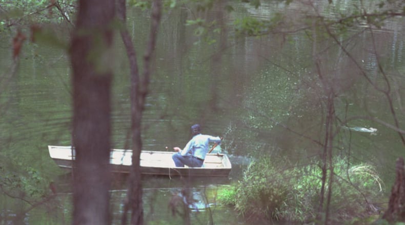 Jimmy Carter's encounter with a swamp rabbit while fishing. (1979) Credit: Jimmy Carter Library