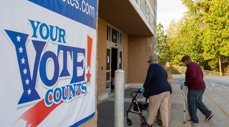 DeKalb County residents vote early at the future Stonecrest City Hall in Stonecrest, Georgia, on Saturday, October 24, 2020. (Rebecca Wright for the Atlanta Journal-Constitution)