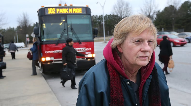 Commuters arrive at the Indian Trail Park in Norcross in 2020. (Curtis Compton/The Atlanta Journal-Constitution)