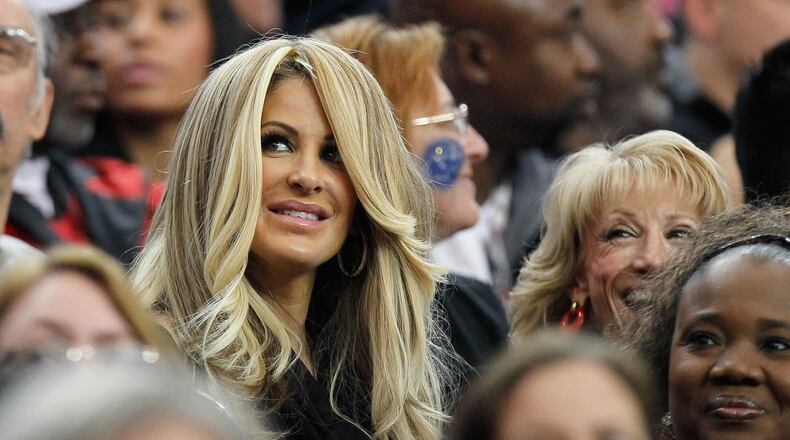 ‘Real Housewives of Atlanta’ star Kim Zolciak-Biermann watches a game between the Atlanta Falcons and the Carolina Panthers at the Georgia Dome on January 2, 2011 in Atlanta, Georgia.