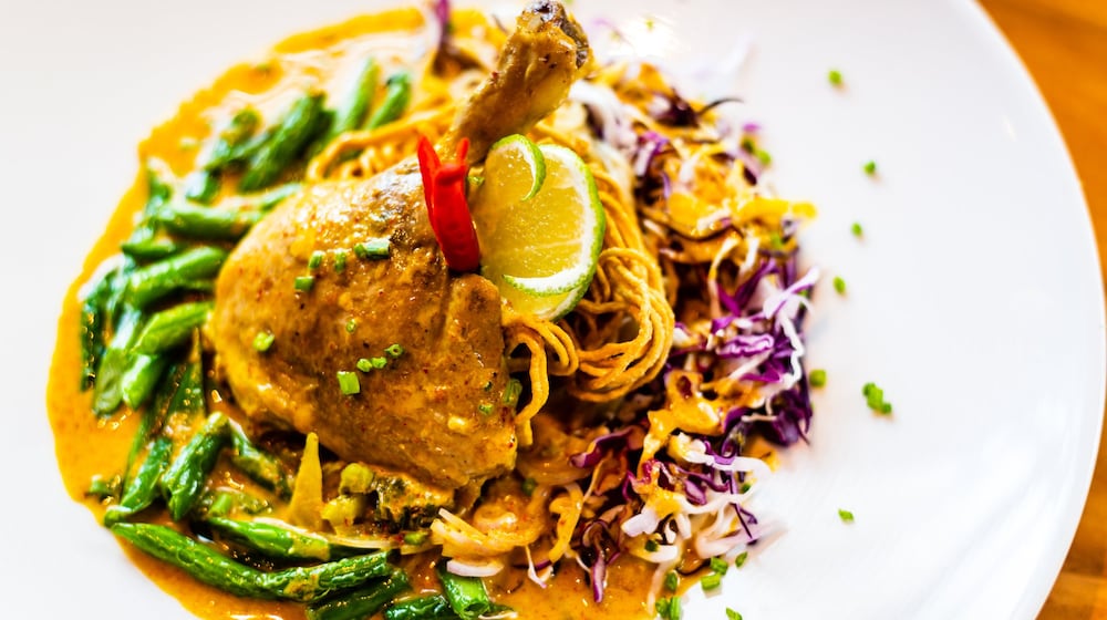 At Chai Yo, a khao soi ped dish features noodles made from rice flour, topped with braised duck leg. CONTRIBUTED BY HENRI HOLLIS