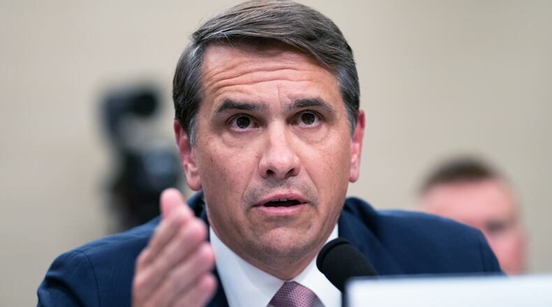 Acting Attorney General Todd Blanche testifies before the House Appropriations Committee, Tuesday, June 2, 2026 in Washington. (AP Photo/Allison Robbert)