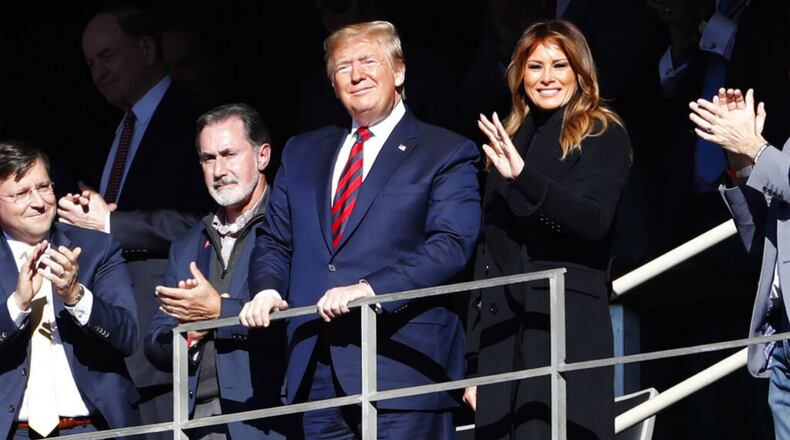 President Donald Trump was showered in Southern hospitality, receiving overwhelming support and cheers from college football fans Saturday at the Alabama-Louisiana State game.