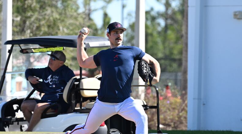 Braves starting pitcher Spencer Strider got in his first Grapefruit League game Monday in North Port, Florida. (Hyosub Shin file photo / Hyosub.Shin@ajc.com)