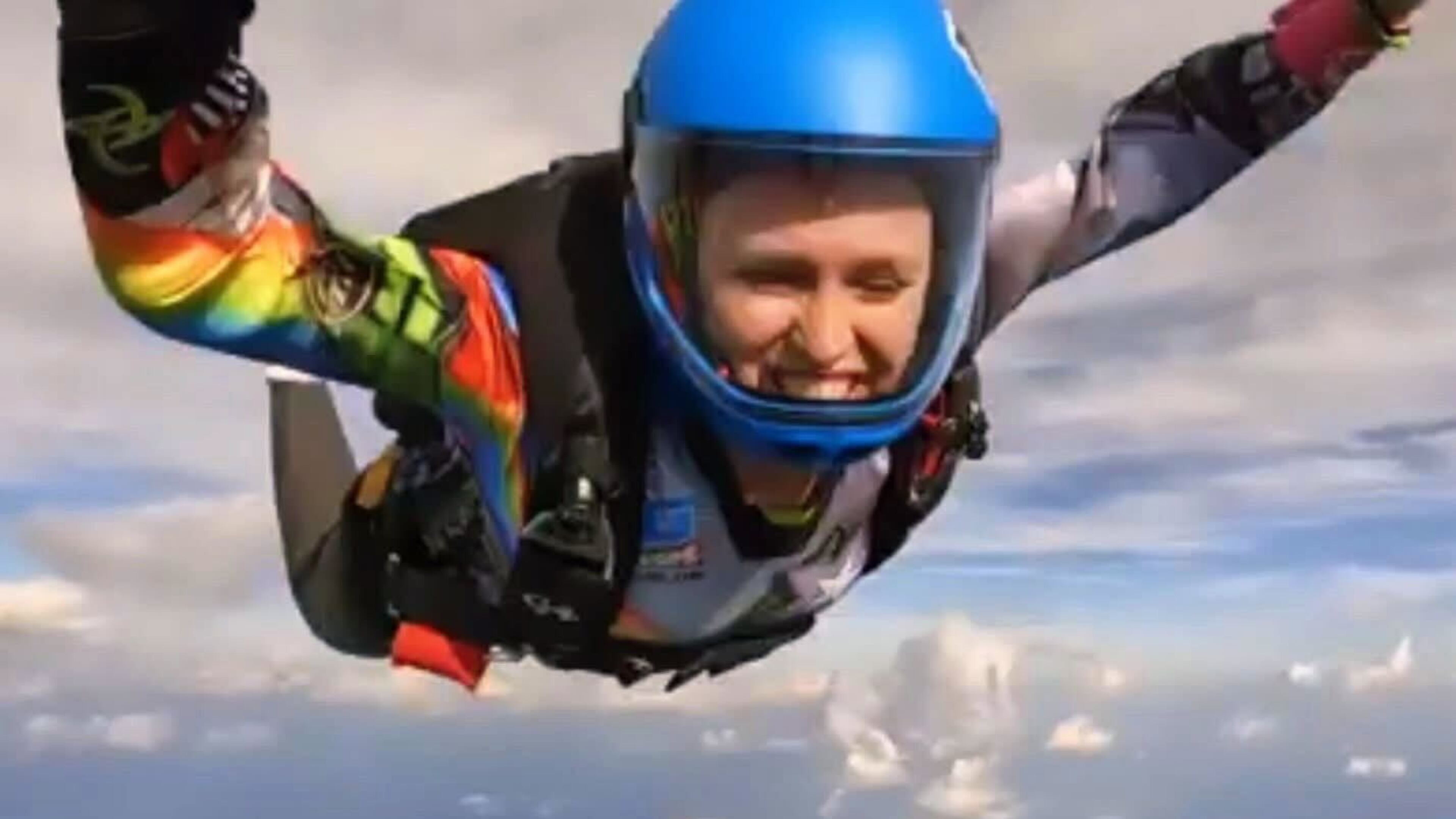 Jasmine Black, 48, shown in this photograph taken on a previous jump earlier this year, died while skydiving in Upson County on Saturday after a mid-air collision caused her parachute to tangle. Officials said her emergency parachute didn't have time to fully open. (Courtesy of Jasmine Black's family)