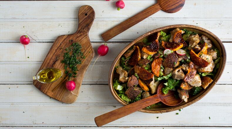 Panzanella with winter squash and sage, in New York, Jan. 9, 2016. A simplified panzanella recipe using butternut squash that makes a great salad for a buffet, or a meal in itself.