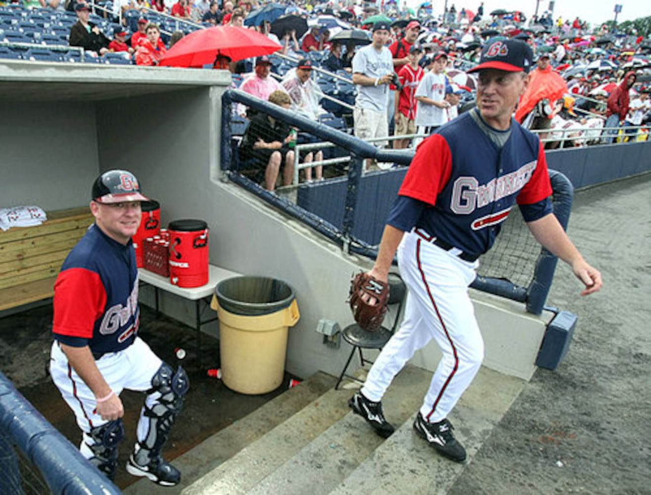 Tom Glavine pitches for Gwinnett Braves