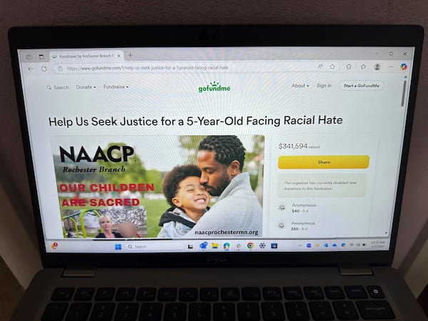 A screenshot of an online fundraiser on GoFundMe organized by the NAACP is seen on Wednesday, May 7, 2025. (AP Photo/Terry Tang)