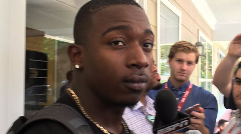 Falcons defensive back Damontae Kazee arrives for training camp on Wednesday.