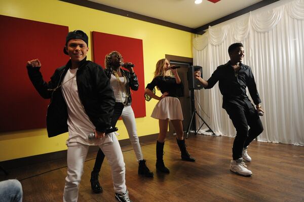 Kandi's group Loud performs for the press on Thursday, November 19, 2015. CREDIT: Armani Martin