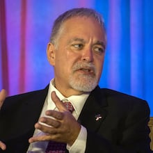 State School Superintendent Richard Woods speaks at the Georgia School Board Association summer conference in Savannah in 2022. (Stephen B. Morton for the AJC)