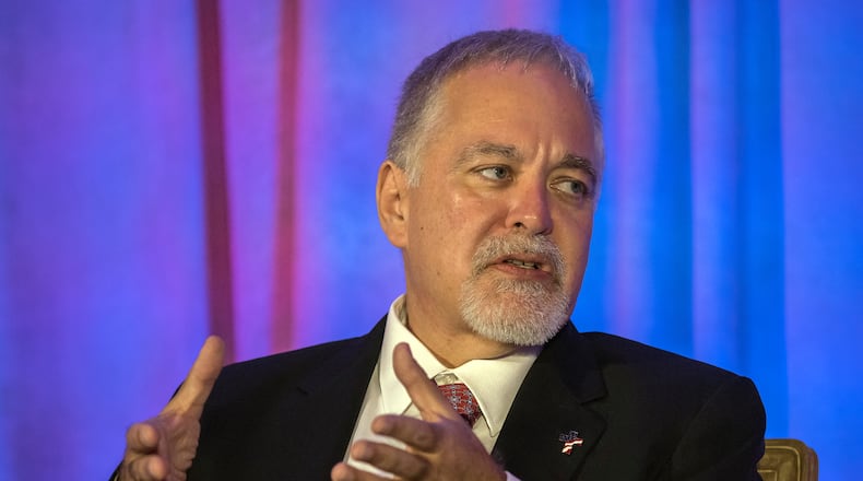 State School Superintendent Richard Woods speaks at the Georgia School Board Association summer conference in Savannah in 2022. (Stephen B. Morton for the AJC)