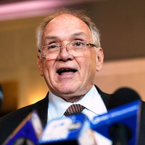 FILE - Jim Troupis reads a statement after his court appearance outside a Dane County courtroom Dec. 12, 2024, in Madison, Wis. (AP Photo/Morry Gash, File)