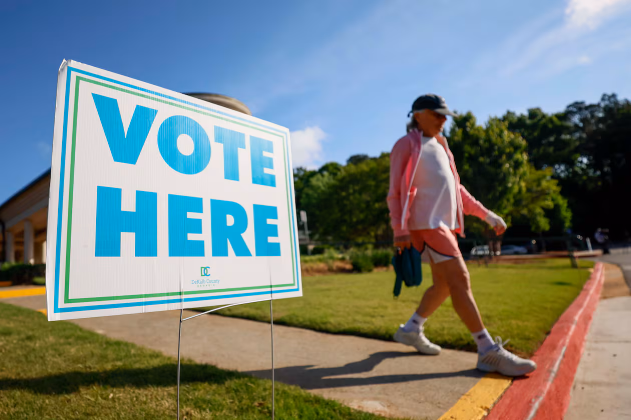 Early voting has already begun for the primary elections, making it difficult to redraw districts for the 2026 elections. (Miguel Martinez/AJC)