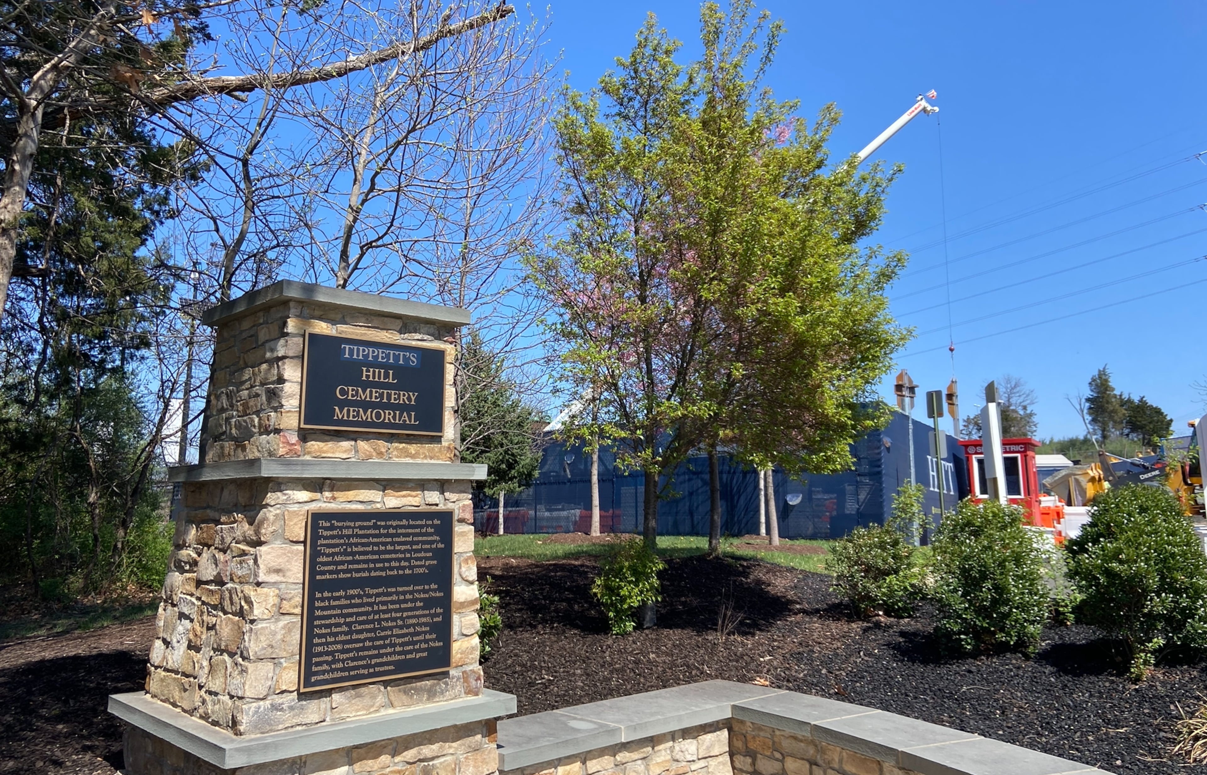 Data center campuses now surround Tippet's Hill Cemetery, a historic resting place in Sterling, Virginia, for Black families after the Civil War. (Zachary Hansen/AJC)