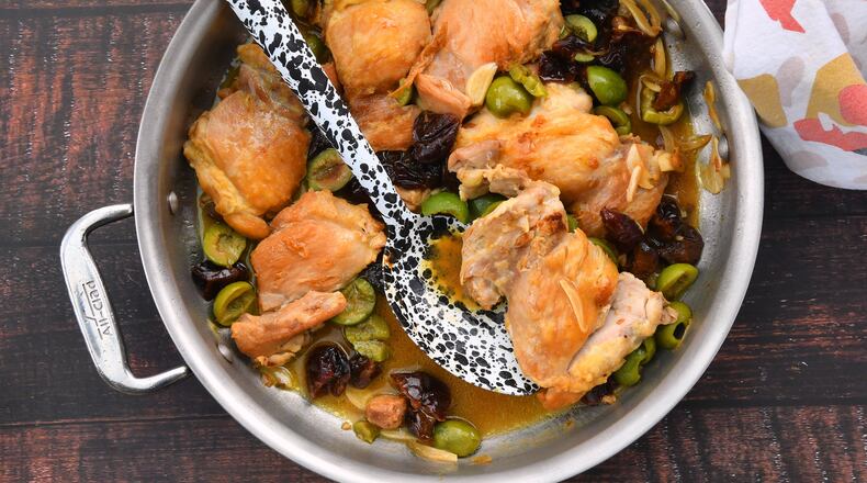 The classic (but time-consuming) chicken Marbella recipe is updated to make it an easy addition to your weeknight rotation. (Chris Hunt for The Atlanta Journal-Constitution)