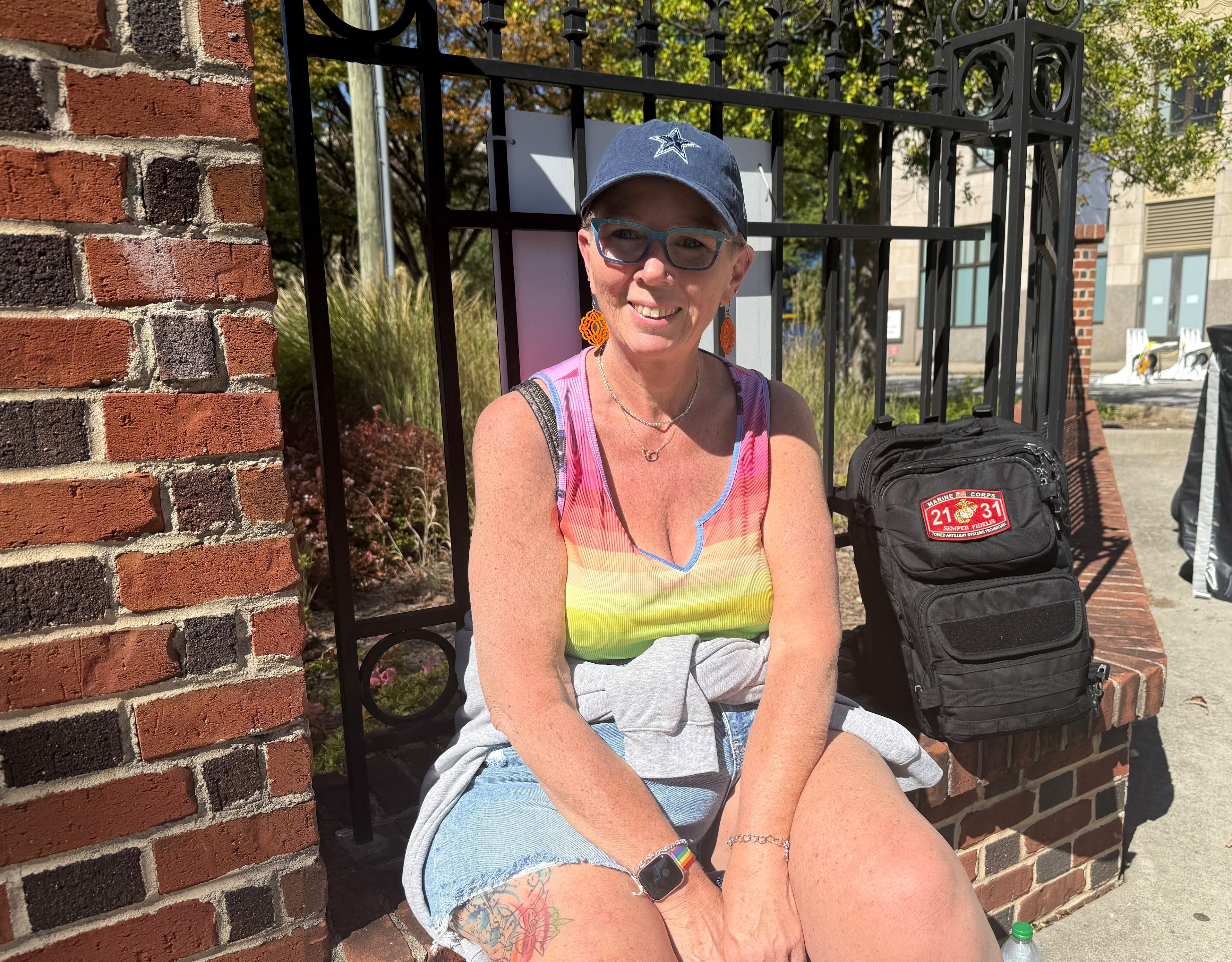 Dana Morrow flew to Atlanta from Houston, Texas, just to experience the city's Pride celebration. She has also been to Pride celebrations in New Orleans and Cincinnati. (Danielle Charbonneau/AJC)