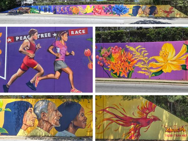 A composite of Trudy Tran's mural "Rebirth," which includes depictions of aspects of the Buckhead neighborhood past and present. (Courtesy of Arthur Rudick)