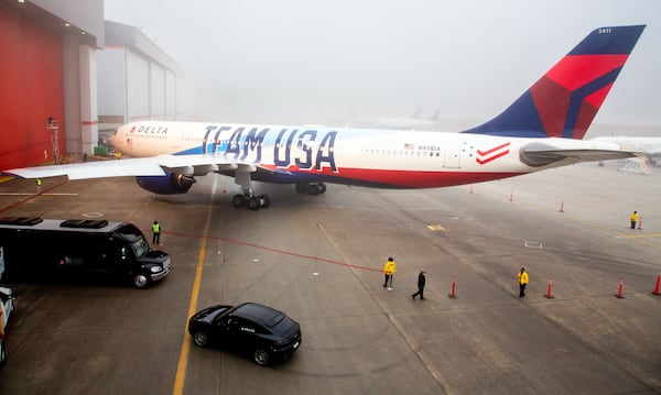Delta unveiled its Team USA plane in 2021. (AJC 2021)