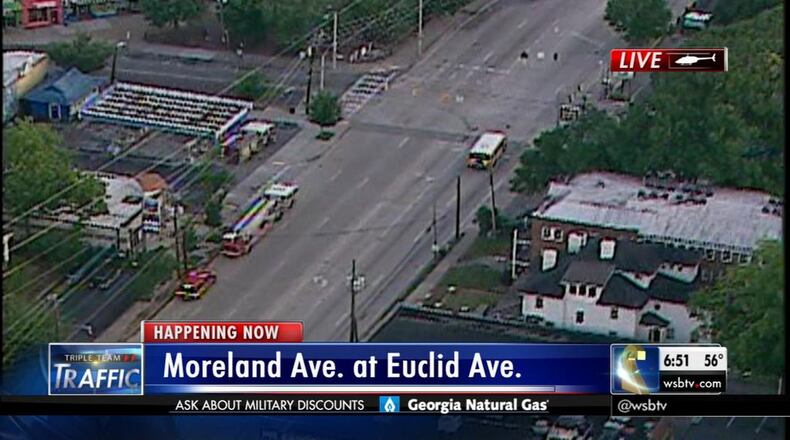 Moreland Avenue was closed at Euclid Avenue for about two hours Mon., May 23, 2016. (Credit: Channel 2 Action News)