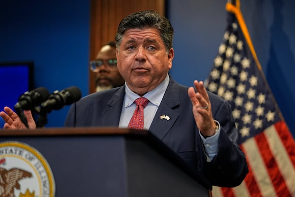 Illinois Gov. JB Pritzker speaks during a press conference Tuesday, Sept. 2, 2025, in Chicago. (Kiichiro Sato/AP)