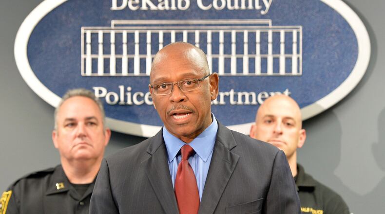 Deputy Chief Operating Officer Cedric Alexander speaks during a press conference at DeKalb County Police Department Headquarters in Tucker on Thursday, April 10, 2014. Thanks to a tip from a citizen, DeKalb County police have identified a suspect in the hit-and-run death of a 2-year-old boy. Concepcion Cruz, 57, a resident alien from El Salvador, is the man police are searching for, DeKalb Police Chief Cedric Alexander said Thursday. HYOSUB SHIN / HSHIN@AJC.COM