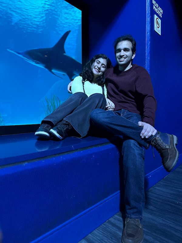 This 2024 photo provided by Sama Ebrahimi Bajgani shows her and her fiance, Alireza Doroudi, who was detained by immigration officials in March 2025. (Courtesy Sama Ebrahimi Bajgani via AP)