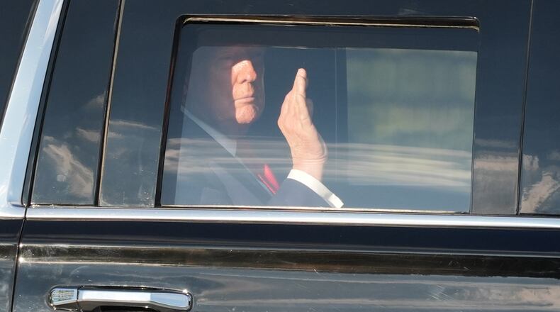 President Donald Trump arrives to board Marine One on the Ellipse near the White House, Friday, Sept. 18, 2026, in Washington. (AP Photo/Alex Brandon)