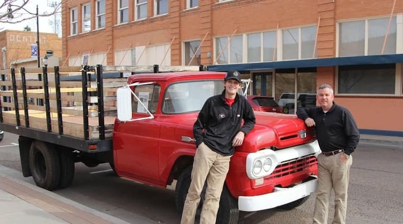 UGA student Harrison Deal (left) with his father Curt Deal, a Statesboro funeral director and Bulloch County commissioner. (Facebook)