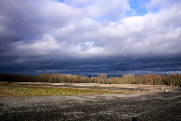 FILE — In this Friday, Jan. 10, 2020 taken photo clouds hang over the area of the Nazi death camp 'Buchenwald' in Weimar, Germany. (AP Photo/Markus Schreiber, File)