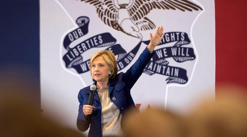 Democratic presidential candidate Hillary Rodham Clinton speaks during an organizing event at the University of Northern Iowa, Monday, Sept. 14, 2015, in Cedar Falls, Iowa.