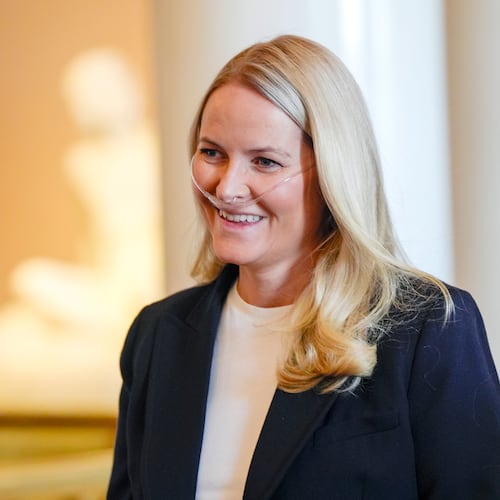 FILE - Norway's Crown Princess Mette Marit smiles during a reception for Norwegian athletes who competed in the Milan Cortina Paralympics, in Oslo, Friday, April 10, 2026. (Lise Åserud/NTB Scanpix via AP, File)