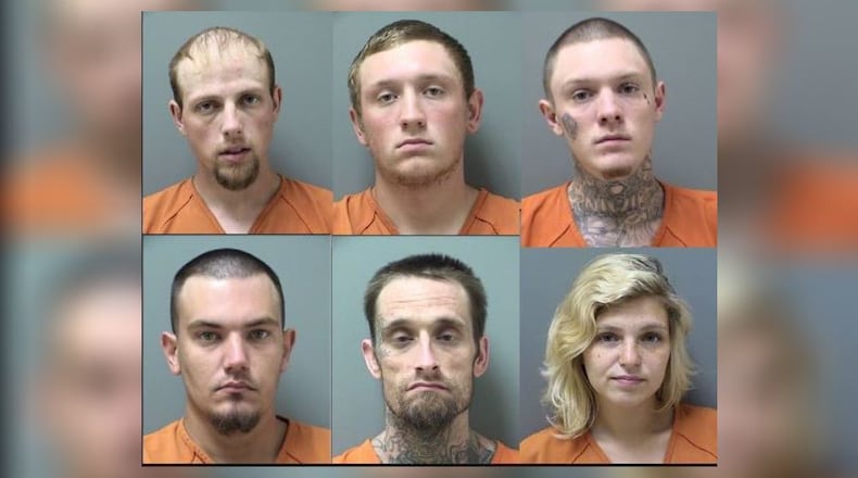 Left to right top row: Houston Halton Garner III, Frankie Cain Gilley and William Jeff Goodman. L to R bottom row: Michael Lloyd Gravely, Corey James Ray and Heather Grace Rodgers.