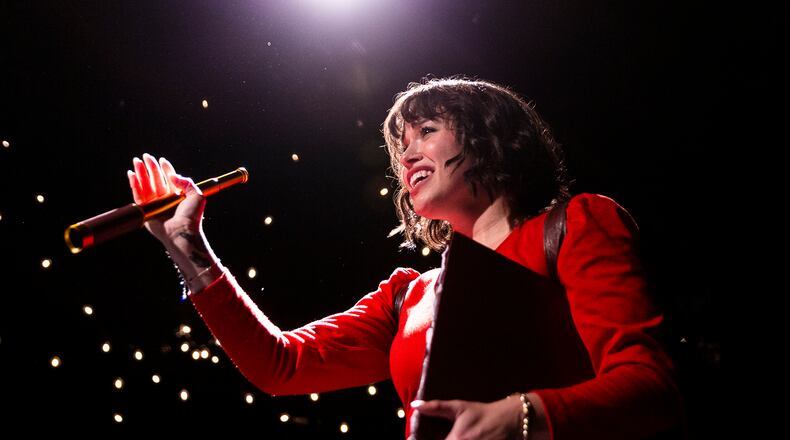 In "Amélie" at Horizon Theatre, Anna Dvorak plays the quirky server with a vision to bestow gifts of anonymous acts of kindness on people.