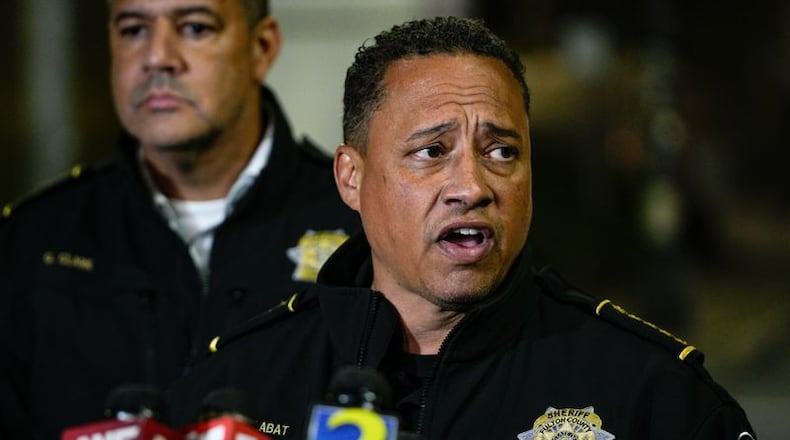 Fulton County Sheriff Patrick Labat speaks to reporters after an inmate allegedly set a fire inside the jail in December 2025. (Ben Hendren for the AJC 2025)