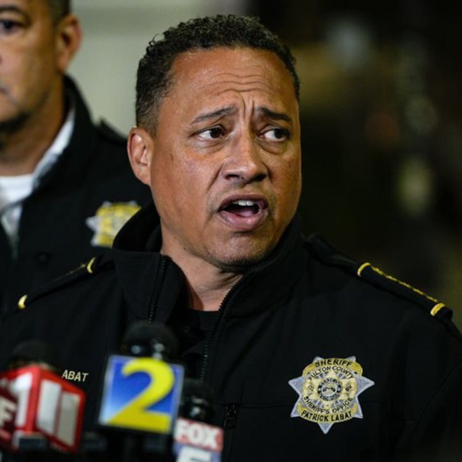 Fulton County Sheriff Patrick Labat speaks to reporters after an inmate allegedly set a fire inside the jail in December 2025. (Ben Hendren for the AJC 2025)