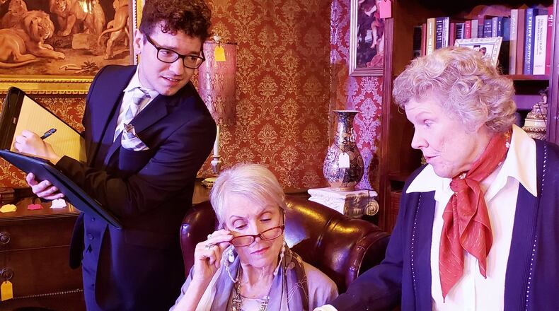 Janet Metzger (center, with Elliott Folds and Theresa O’Shea) stars in the comedy “Love & Money” at ART Station. CONTRIBUTED BY ART STATION