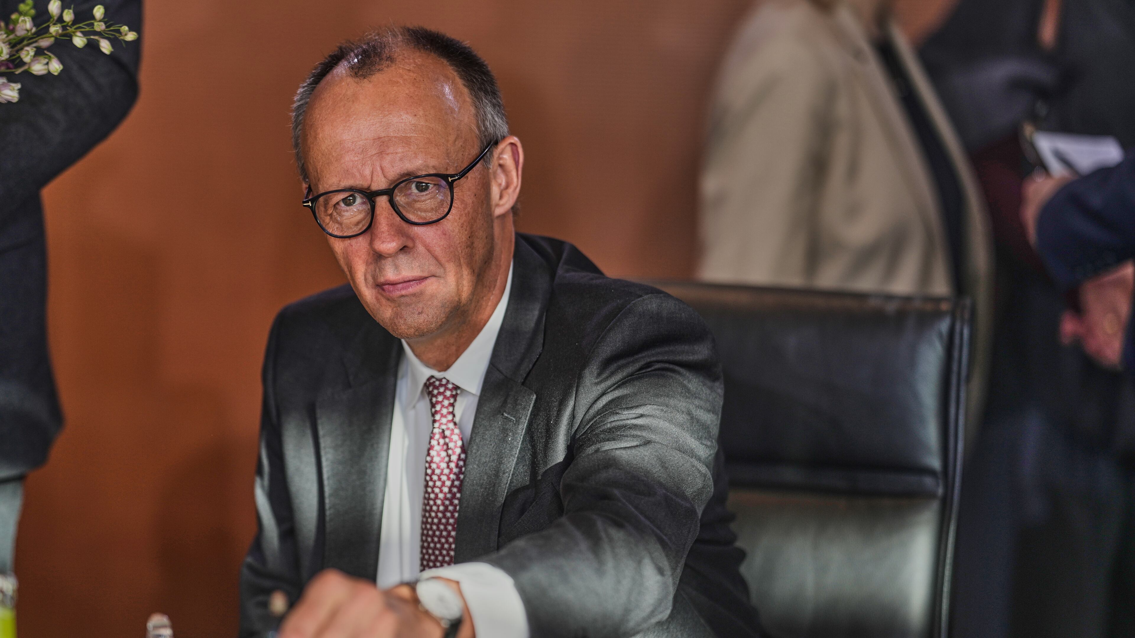 German Chancellor Friedrich Merz arrives for the cabinet meeting at the Chancellery in Berlin, Germany, Wednesday, Nov. 12, 2025. (AP Photo/Markus Schreiber)