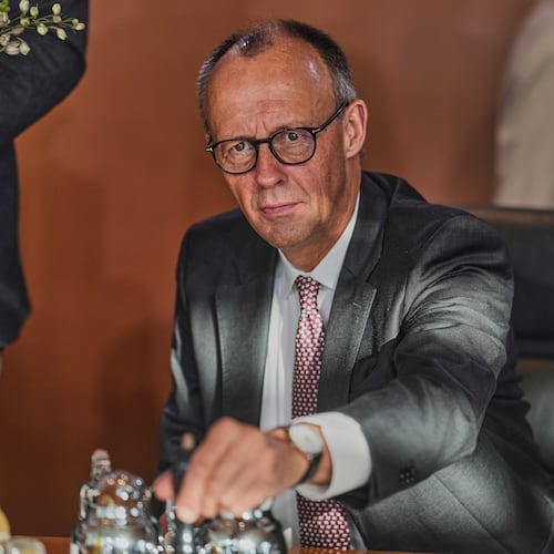 German Chancellor Friedrich Merz arrives for the cabinet meeting at the Chancellery in Berlin, Germany, Wednesday, Nov. 12, 2025. (AP Photo/Markus Schreiber)