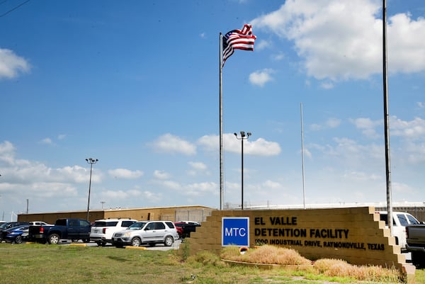 FILE - The El Valle Detention Center in Raymondville, Texas is pictured, Thursday, May 1, 2025. (AP Photo/Valerie Gonzalez,File)