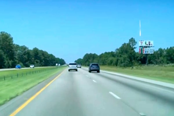 In this photo taken from video shows a bright object traveling in the sky in McDonough, Ga., Thursday, June 26, 2025. (Bryan Jennings Updyke via AP)