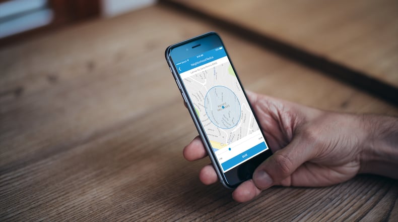 The Neighbors by Ring app allows users to set a customized geographic area from which they can monitor the video taken by doorbell cameras.