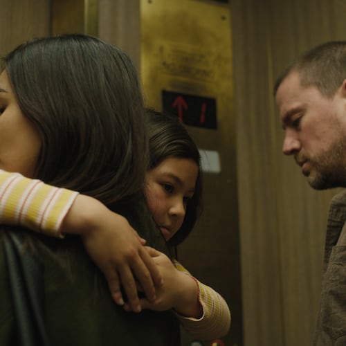 Gemma Chan, from left, Mason Reeves and Channing Tatum appear in a scene from the film "Josephine," by Beth de Araújo, an official selection of the 2026 Sundance Film Festival. (Sundance Institute/Greta Zozula via AP)