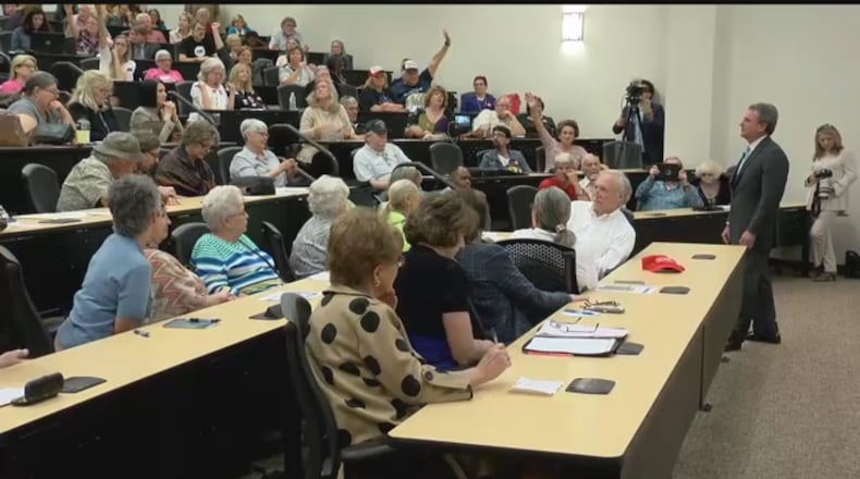 Rep. Buddy Carter holds a town hall in Savannah. (Photo: WTOC live stream.)