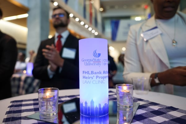 Guests attend the ribbon-cutting event and reception of the new FHLBank Atlanta Heirs’ Property Law Clinic at Georgia State University Law School in Atlanta on Aug. 27, 2026. (Arvin Temkar/AJC)