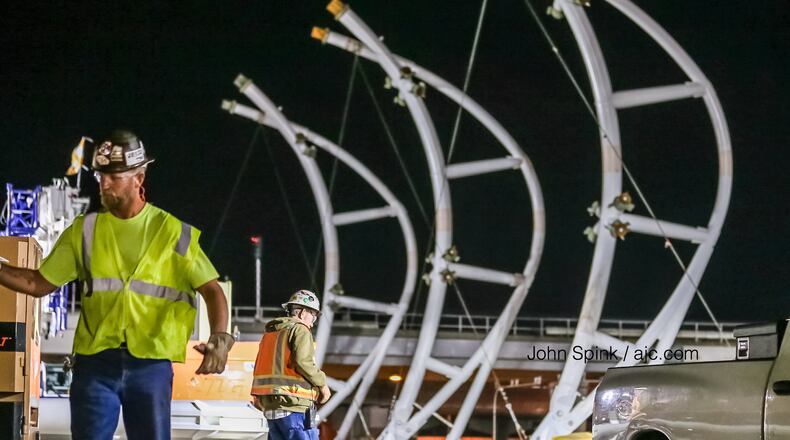 The first pieces of steel have gone up for canopy construction at Hartsfield-Jackson. Credit: John Spink / ajc.com