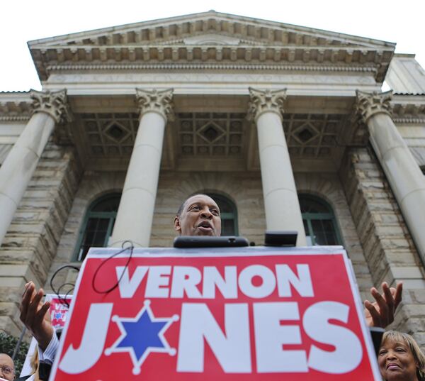 Vernon Jones  announced his campaign for DeKalb County sheriff on the steps of the old DeKalb County Courthouse in Decatur on Feb. 20, 2014. (JOHN SPINK/JSPINK@AJC.COM)