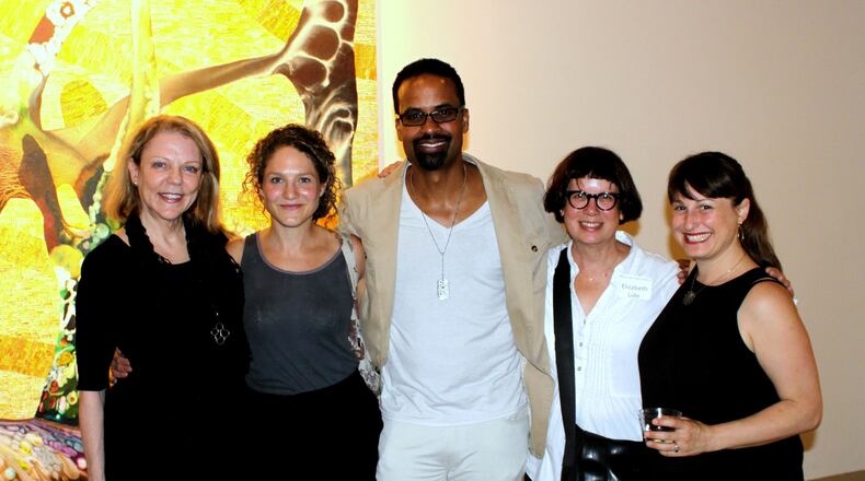 Winners of the 2015 Working Artist Project sponsored by the Museum of Contemporary Art of Georgia celebrated after learning of their awards late last week. MOCA GA director Annette Cone-Skelton (left) stands with (from left) Jill Frank, Masud Ashley Olufani and Elizabeth Lide. Guest curator Saisha Grayson (right) of the Brooklyn Museum helped choose the winners. CONTRIBUTED BY THE MUSEUM OF CONTEMPORARY ART OF GEORGIA