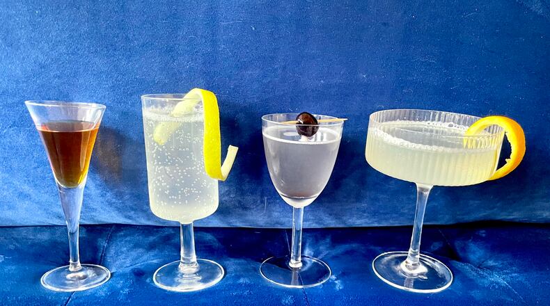 For cocktail pairings with some of the best picture nominees, try a peanut butter and banana shooter ("Elvis"), a French 75 ("All Quiet on the Western Front"), an aviation ("Top Gun: Maverick") and a symphony ("Tár). Angela Hansberger for The Atlanta Journal-Constitution